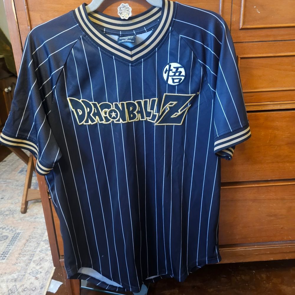 Dragon Ball Z Black and Gold Striped Men's Jersey